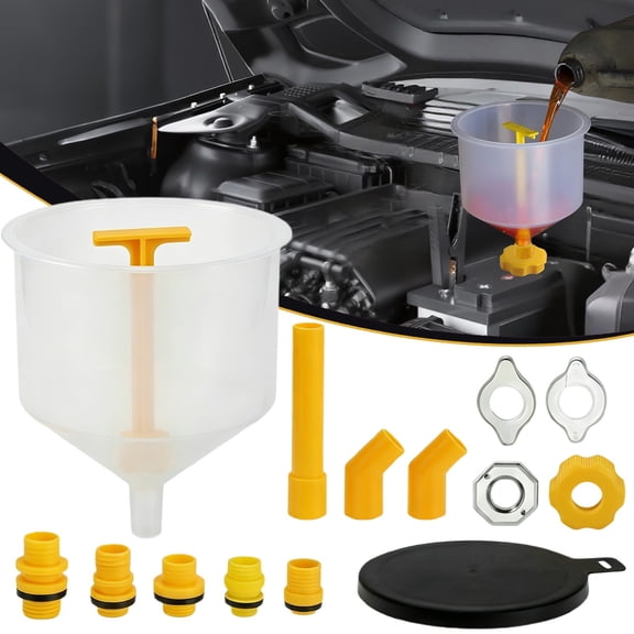 CHENjy 15 Pcs Yellow Coolant Funnel Kit, Universal Vehicle Coolant Bleed Funnel Kit, Multi Adapter Radiator Filler Funnel for Spill Free Auto Workshop Tool