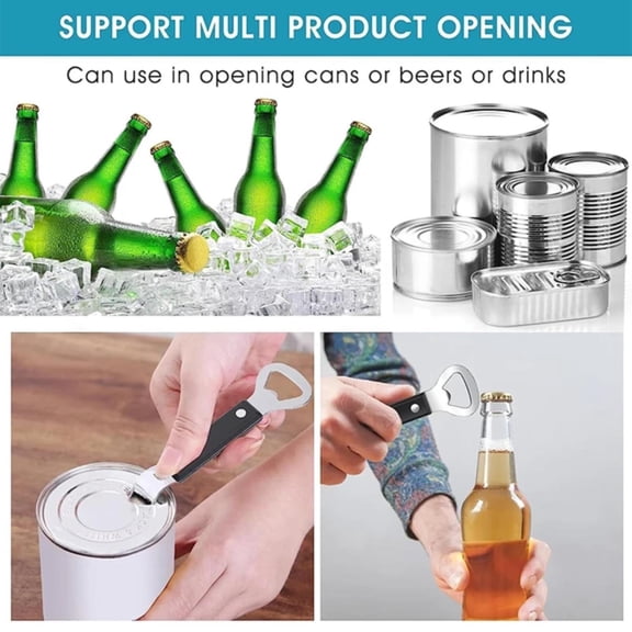 CHENjy 2-in-1 Manual Can Opener and Bottle Opener Stainless Steel Compact Travel Camping Kitchen Tool Multifunctional Handheld Opener for Beer Cans Drinks 6.14*1.61 in