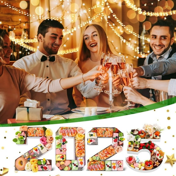 CHENjy 2025 Number Trays Set of 4 - Fillable Cardboard Charcuterie Board for Parties, DIY Candy & Cupcake Display Box for Birthday/Anniversary Decorations