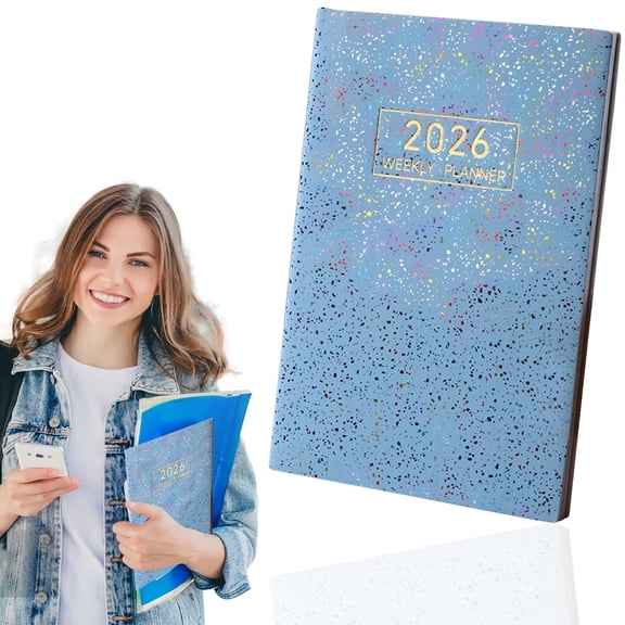CHENjy 2026 A5 Hardcover Planner Notebook, Daily Academic Organizer for High School and Work Blue