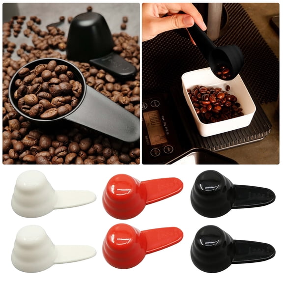 CHENjy 2Pcs Plastic Coffee Measuring Scoop, Teaspoon Measuring Spoon with 3 Scales for Protein Powder Flour Milk Powder Spices, Small Compact Kitchen Tool, Beige