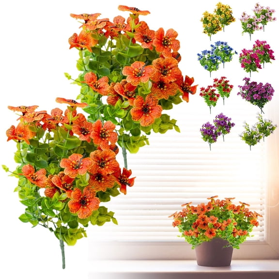 CHENjy 2pcs Artificial Silk Flowers, Faux Flowers for Vase, Outdoor Spring Decoration, Realistic Floral Arrangements for Courtyard and Garden Porch, Red Lotus