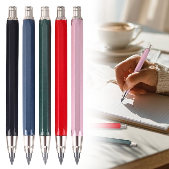 CHENjy 5.6 Mm Thick Lead Mechanical Pencil, Automatic Graphite Sticks Holder with Sharpener Cap, Portable Carpenter Pencil for Construction and Crafting, Pink