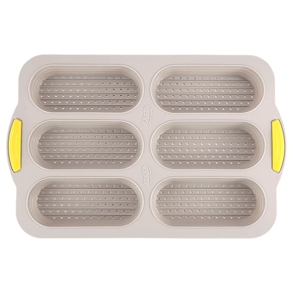 CHENjy 6 Cavity Silicone Baking Pan Non Stick Foldable French Bread & Hot Dog Bun Mold Dishwasher Safe Easy Release Multi Use Kitchen Tool