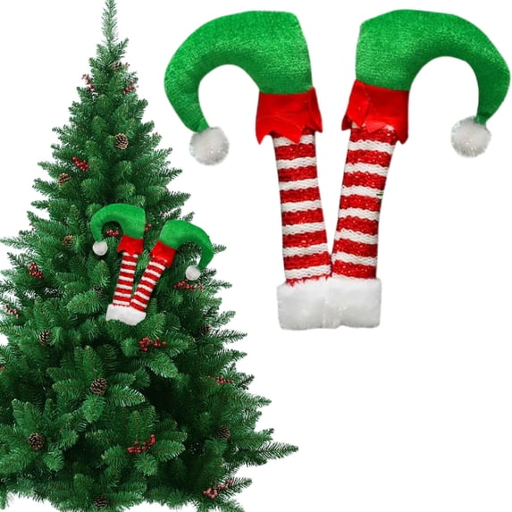 CHENjy 6-Pack Christmas Tree Pick Decorations Elf Legs with Santa Floral Sprays for Indoor Outdoor Holiday Decor