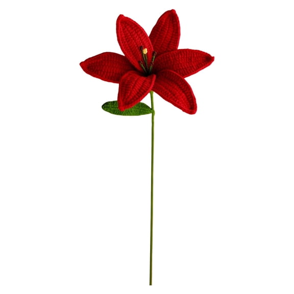 CHENjy Artificial Lily Bouquet Hand Knitted Cotton Thread Non Fading Purple Crochet Flowers Home Wedding Indoor Elegant Decorative