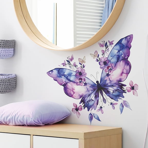 CHENjy Butterfly Flower Wall Stickers Removable Vinyl Peel and Stick Decorative Wall Decals for Living Room Bedroom Home Decor 23.6*15.7 in