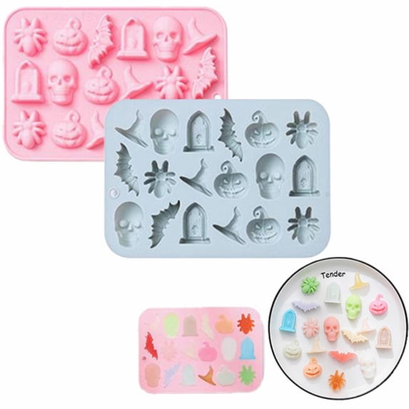 CHENjy Candy Mold, Gummy Mold, Oven Safe Flexible Halloween Cookie Mould with Easy Release for Confectionery and Holiday Baking, Pink