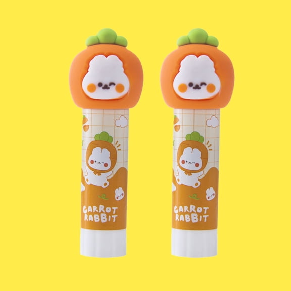 CHENjy Carrot Rabbit Shape Clear Glue Stick for Office Crafts and Stationery Wrinkle-Free Washable Photo Safe Adhesive 3.54*1.18 in