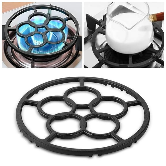 CHENjy Cast Iron Wok Ring for Gas Stove - Universal Reducer Trivet with Anti-Slip Design, Fits 4-5 Burner Cooktops, Coffee Maker & Small Pot Stabilizer