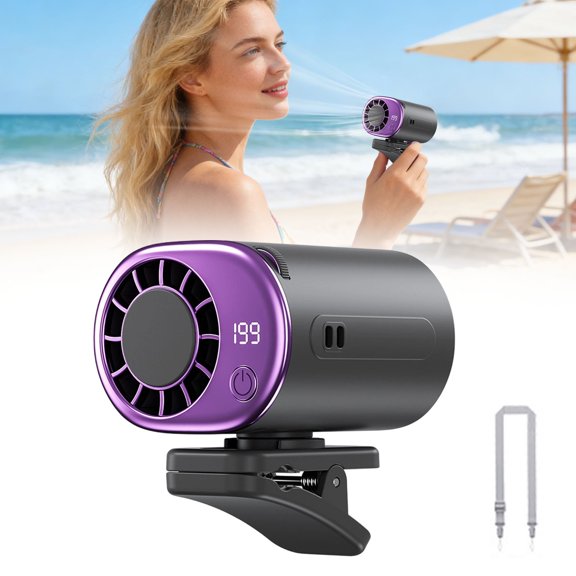 CHENjy Clip On Fan USB Rechargeable Car Fan with LED Display 199 Speed Control 360° Airflow Portable Fan for Car Seat Office Travel 3.05*2.65 in