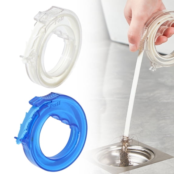 CHENjy Clog Remover Tool, 16.9 in Flexible Barbed Retractable Drain Cleaner, Chemical Free Bathroom Kitchen Sink Shower Tub Debris Catcher, White, 1 PC