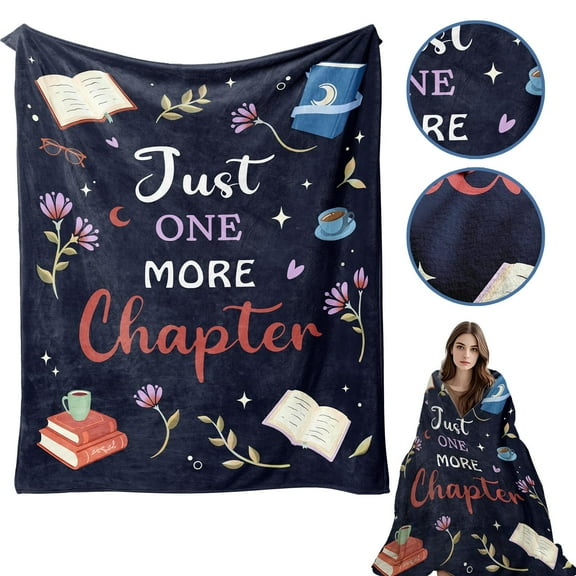 CHENjy Cozy Reading Blanket for Book Lovers, Ultra Soft Throw with Inspiring Quote, Perfect Gift for Readers, Book Club, Librarian, Machine Washable