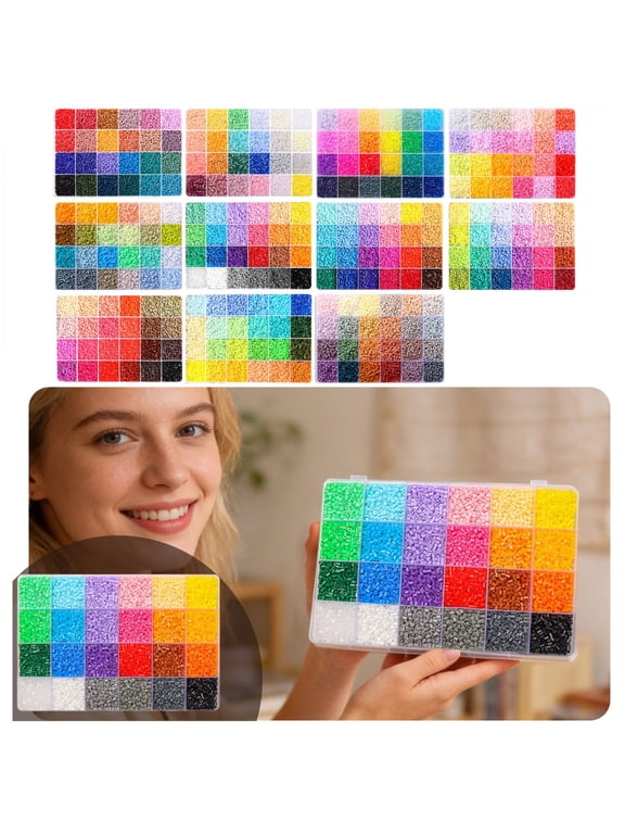 Craft Bead Set, 24 Colors 8400Pcs Fuse Melting Beads for Jewelry Making and Keychain Crafts, Ideal for Mosaic Artwork, Bracelet Stringing and Creative Home Hobbies