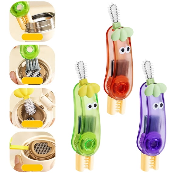 CHENjy Cup Lid Cleaning Brush, 4 in 1 Water Bottle Cleaner with Straw Brush and Crevice Tool, for Coffee Mug and Tumbler Lid Hygiene, 1 Pcs