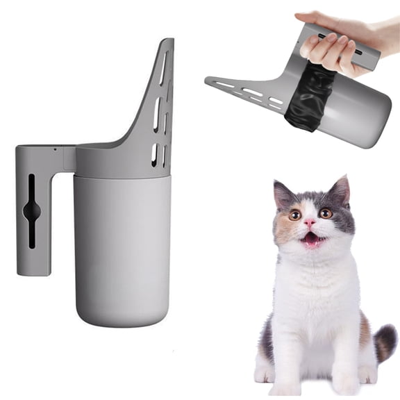 CHENjy Detachable Litter Scoop with Garbage Bag Container, One Handed Cat Litter Scooper for Quick Cleaning, Ergonomic Pet Waste Tool with Wide Filter Design