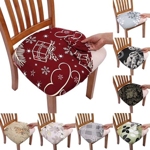CHENjy Dining Chair Covers, Stretch Printed Slipcover with Polyester Spandex, Removable Washable Seat Protector for Kitchen Room, Red