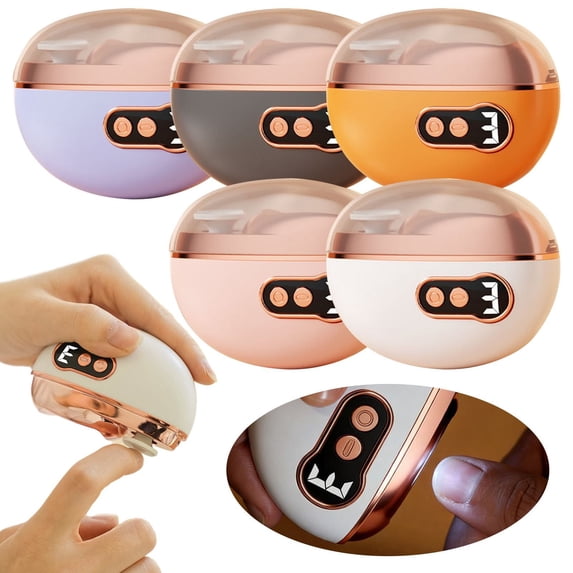 CHENjy Electric Nail Trimmer for Thick Nails, Automatic Nail Clipper with Buffing and LED Light, Orange