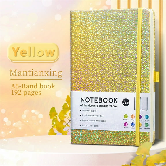 CHENjy Glitter Notebook A5 Hardcover 160 Lined Pages Journal for Women Teens Writing Note Taking School College Ruled