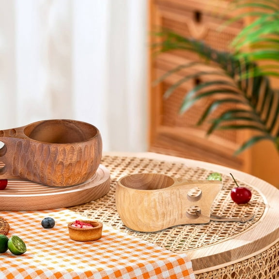 CHENjy Handmade Wooden Coffee Mug – Natural Rubberwood Cup for Tea & Milk, Nordic Style Drinking Mug with Unique Honeycomb Design, Perfect for Home, Camping & Gifts