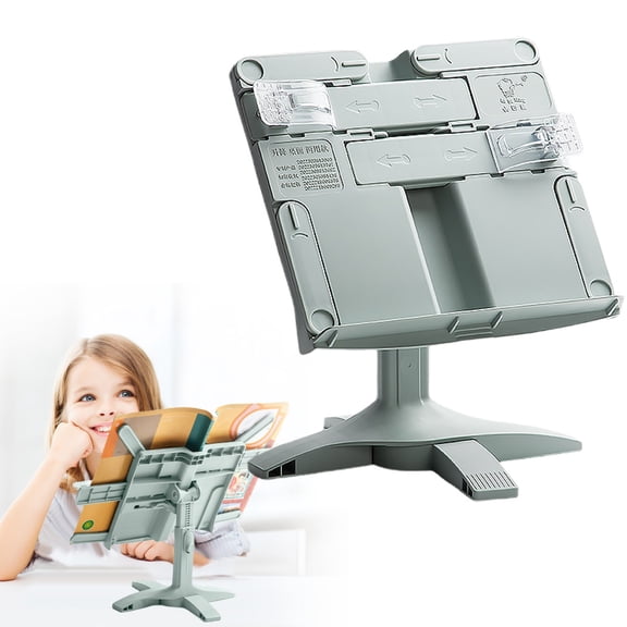CHENjy Hands Free Book Holder Height Adjustable Rotating Bookstand with Page Clip Ergonomic Reading Stand for Textbook Music Tablet Study Desk 8.86*8.27*7.68 in