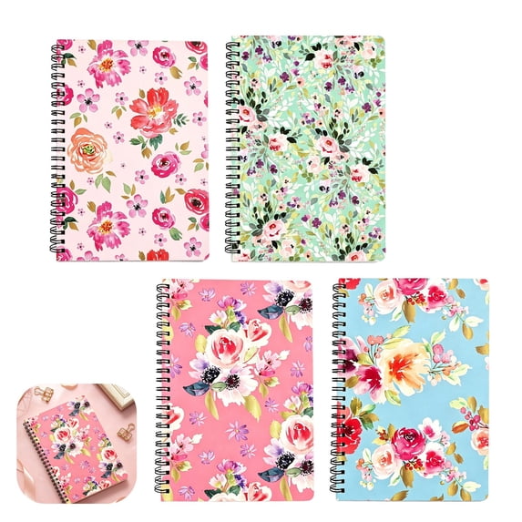 CHENjy Hard Cover Spiral Notebook, Loose Coil Journal with Thickened Binding Design, Lined Diary for Daily Writing and Note Taking, Pink