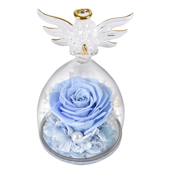CHENjy Immortal Rose Statue Glass Angel Rose Statue Long - lasting Eternal Affection Home Decor Gift for Mother's Day Birthday Weddings Parties