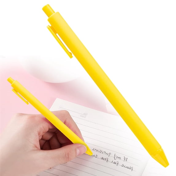 CHENjy Journaling Supplies Pen, Retractable Ballpoint Medium Point 1.0 mm Smooth Writing Ink Pen, Lightweight Cute Office Desk Decor for Notes, Yellow, 1 Pack
