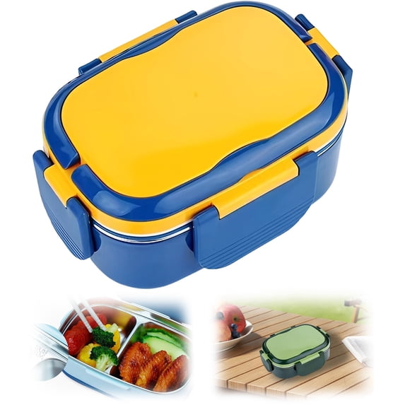 CHENjy Lunch Box Stainless Steel Leakproof Container Microwave Safe Bento Box with Compartments for Work Picnics Outdoor Meals 5.31*7.67*3.66 in