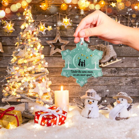 CHENjy Memorial Glass Keepsake Ornament for Christmas Tree Personalized Photo Frame for Wedding Baptism Family Gift