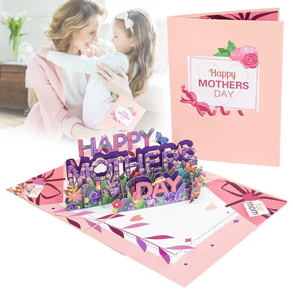 CHENjy Mothers Day Pop Up Card 3D Flower Bouquet Greeting Card with Envelope Blank Note Insert for Mom Birthday Gift Fresh Cut Flowers Happy Mothers Day Card 7.87*5.91 in
