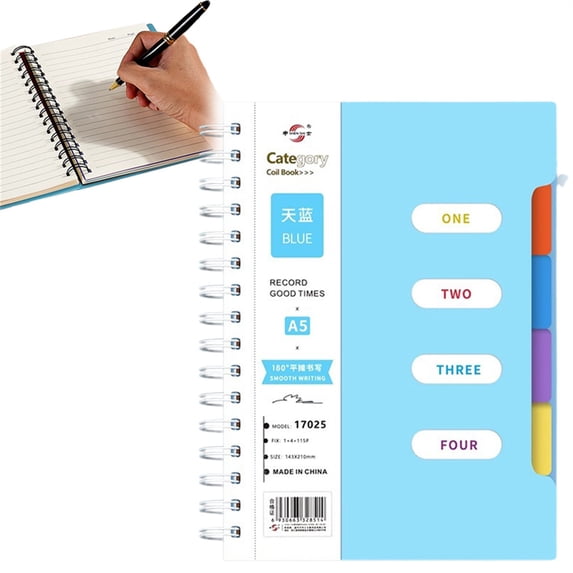 CHENjy Multi Subject Organizer Notebook with Plastic Dividers and Hardcover for Efficient Note Taking and Work Organization 7.48*10.12 in