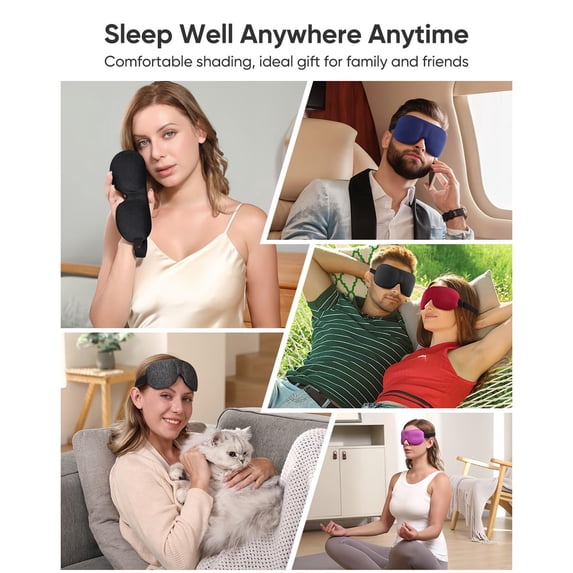 CHENjy Night Blindfold for Sleeping 3D Eye Mask Zero Pressure on Eyes and Eyelashes Improved Adjustable Buckle Headband Blocks Light for Travel Meditation Camping Purple