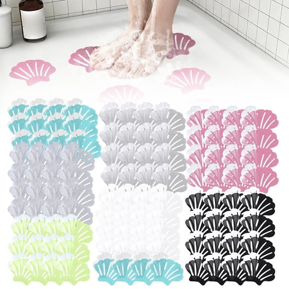 CHENjy Non Slip Shower Stickers, Bathtub Anti Slip Stickers, Textured Tub Floor Grip, Adhesive Bath Treads for Bathroom Stairs Pool Safety, Black, 12 Pack