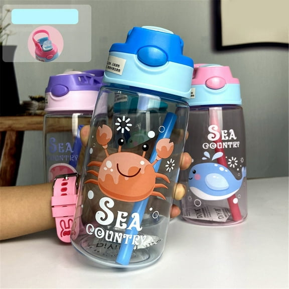 CHENjy Personalized Kids Water Bottle 500ml Leak Proof Tritan Sports Bottle with Straw Custom Name Gift for Boys Girls School Supplies