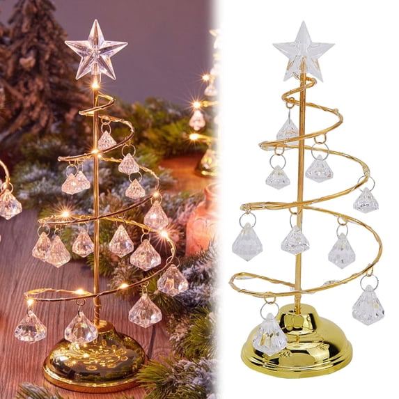 CHENjy Pre Lit LED Tabletop Christmas Tree Desktop Ornament with Built In Lights Glowing Effect for Holiday Decor Mantel Night Light White