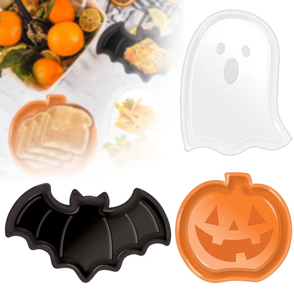 CHENjy Pumpkin Halloween Serving Plate, Sturdy Plastic Dessert Tray with Playful Shapes, Lightweight Candy Snack Container for Festive Display and Party Use