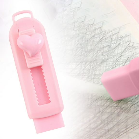 CHENjy Push Pull Retractable Erasers Set Cute Cartoon Heart Shaped No Residue Eraser Effortlessly Cleans Pencil Marks Perfect for Small Areas