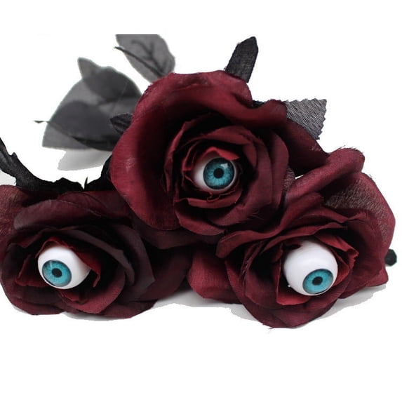 CHENjy Red Latex Artificial Rose Halloween Decor, Realistic Latex Flower Cafe Home Ornament, Gothic Themed Single Stem for Wedding Vase Indoor Display