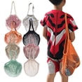 thumbnail image 1 of CHENjy Reusable Mesh Grocery Bag, Cotton String Produce Bag with Long Handles, Farmers Market Tote Holds 40 lbs for Vegetables and Storage, Silver, 1 of 7