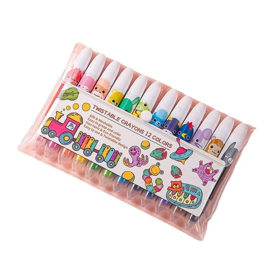 CHENjy Silky Crayons 12 Colors Twistable Washable Water Soluble Large Capacity Non Dirty Hand Quick Drying Smooth Coloring Creative Fun Oil Painting Pen