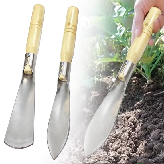 CHENjy Stainless Steel Gardening Hand Tool Kit Ergonomic Grip Transplanting Trowel for Digging Weeds and Planting in Raised Beds Containers 2 pc