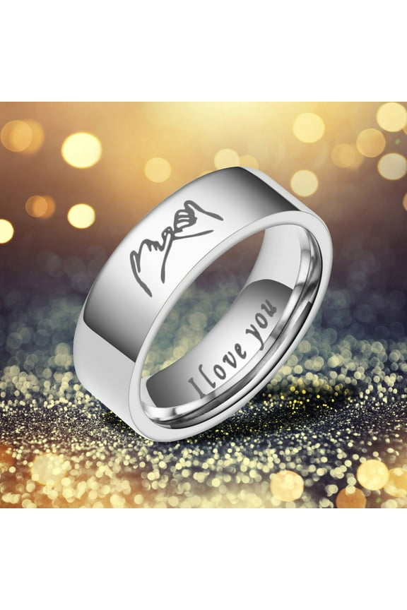 Stainless Steel Love Rings Hand In Hand Decompression Rotatable Ring Wedding Band Engagement Promise Rings for Women Men 0.84 in