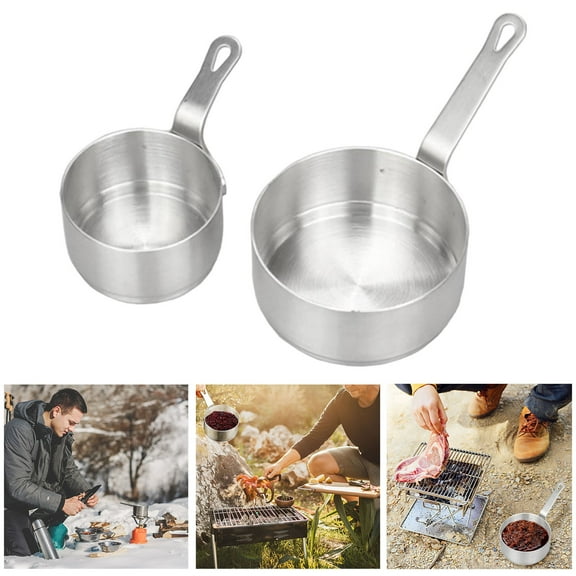 CHENjy Stainless Steel Milk Warmer Small Saucepan Mini Cooking Pot for Baby Food Coffee Butter Porridge Noodles Soup 2 PC