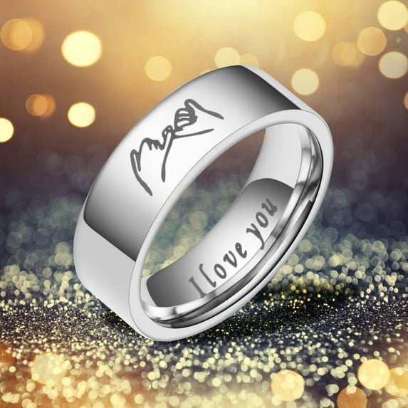 CHENjy Stainless Steel Rotatable Couple Rings Hand in Hand Wedding Band ...