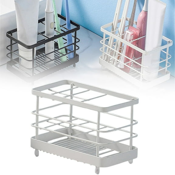 CHENjy Stainless Steel Toothbrush Holder - 6-in-1 Bathroom Organizer with Toothpaste Dispenser & Razor Stand, Wall Mounted Space Saving Design for Modern Homes