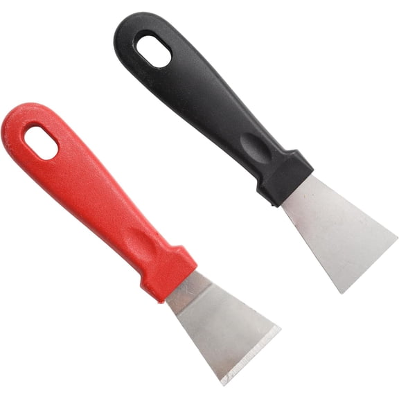 CHENjy Stove Scraper, 5.7 Inch Stainless Steel Curved Blade with Handle, Multi-Purpose Metal Tool for Oven Cooktop and Kitchen Cleaning, Red, 1 Pack