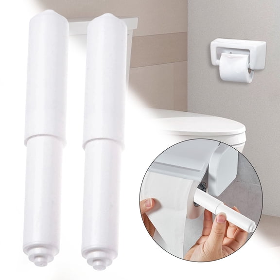 CHENjy Toilet Paper Spring Roller Replacement, 2 Pack Plastic Toilet Tissue Holder Spindle, Standard Bathroom Roll Spring Rod