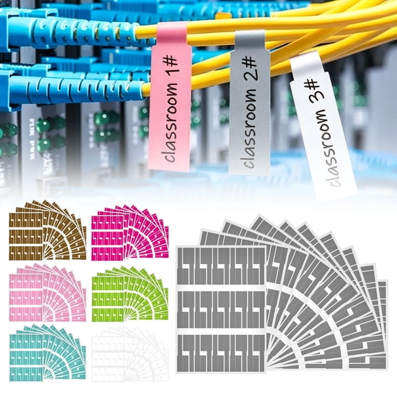 CHENjy Waterproof Tear Resistant Cable Labels, 10 Pack Writeable Wire Marker Tags, Colorful Adhesive Cord Stickers for Server Room Management, Brown