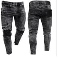 thumbnail image 1 of CHERALKEST Men's Biker Skinny Ripped Jeans Black Stretch Leg Zipper Denim Pants, 1 of 6